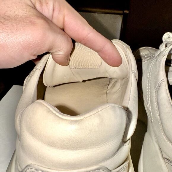 Gucci Rython Men's Distressed Logo Leather Sneakers in Cream - Picture 5 of 14